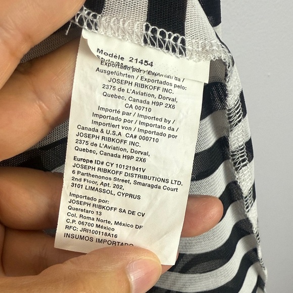 Joseph Ribkoff Floral Detailed Black and White Sheer Striped Cardigan Size 12 - Picture 9 of 10